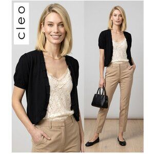 CLEO - Black cropped short sleeve open cardigan